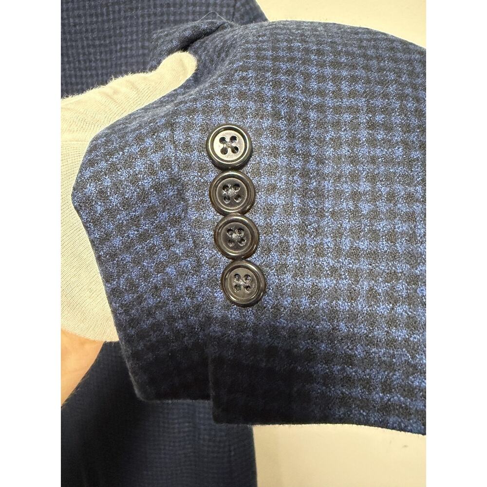 Bruno Magli Blazer Mens 36S Blue Wool Check Two Button Sport Coat Notch Lapel - Picture 6 of 16